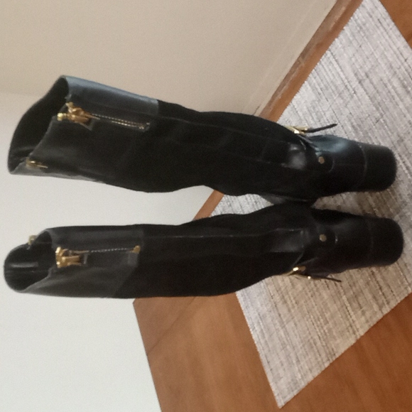 Franco Sarto "Lapis" Black Leather & Suede Look Knee High Boots in Size 7M - Picture 2 of 11